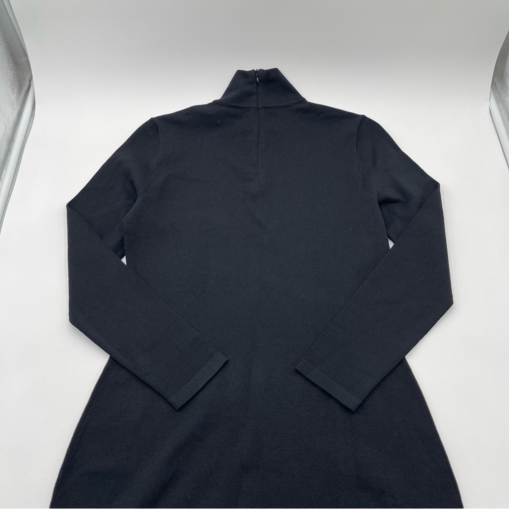 Ralph Lauren Sheath Dress Small Black Mock Neck Long Sleeve Fitted Minimalist - Picture 3 of 13